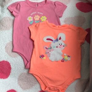 Garanimals Pink and Orange Bunny Bodysuits